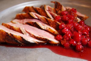 Game's On; duck breast + redcurrants