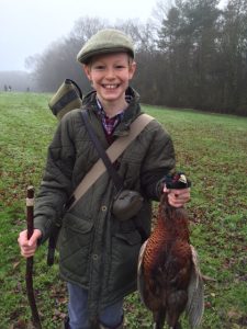 Felix Connell aged 12 happy chap on his Kent shoot Farnell Farm